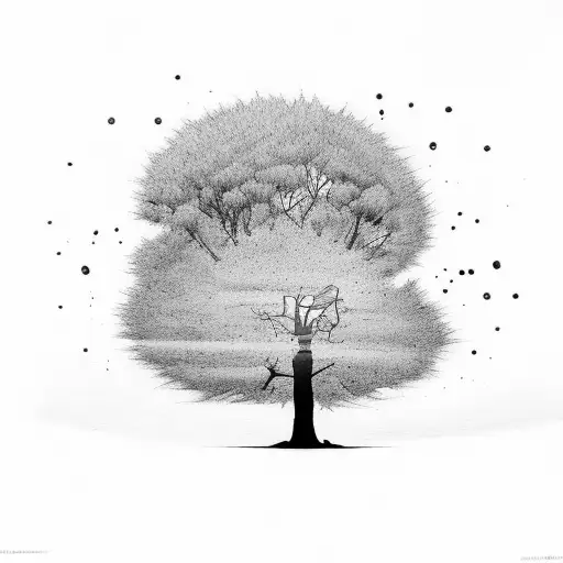 Tree With A Silhouette Of A Guitar And A Camera And The Number 2