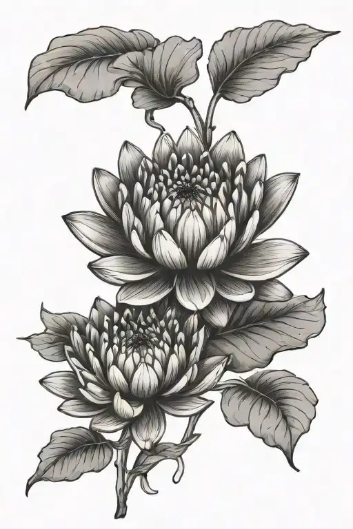 Chrysanthemum And Water Lily Flower