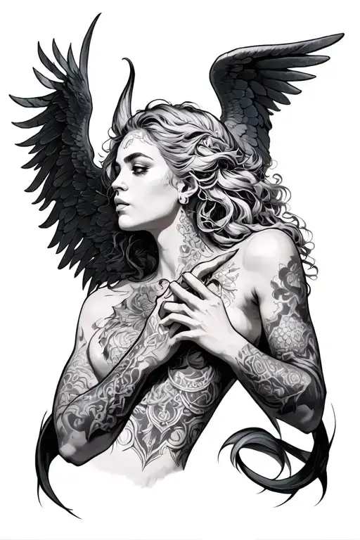 Sexy Angels Demons Fighting Neck