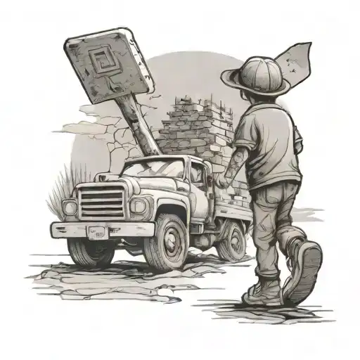 Boy Walking Toward A Cemetery With Shovel And Truck Toy