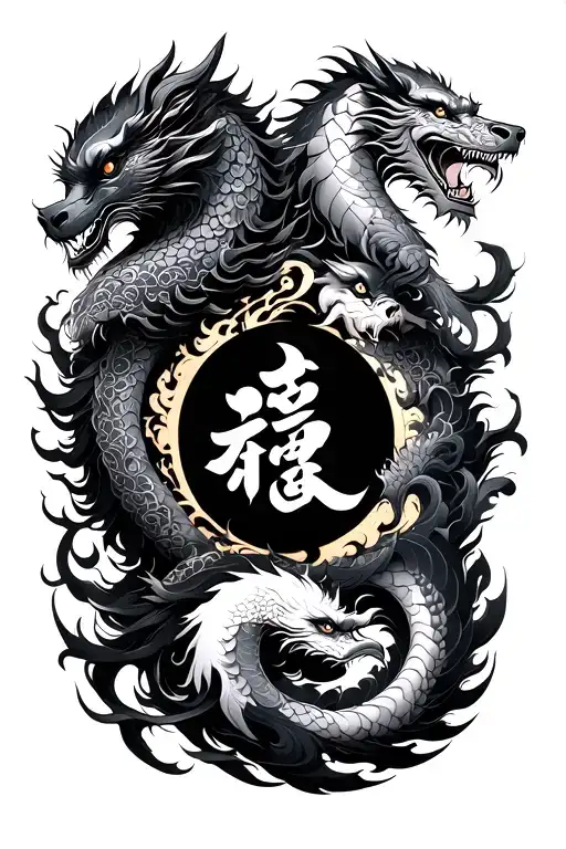 Four Auspicious Beasts With Taiji In The Middle Surrounded