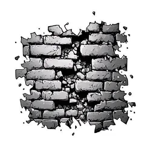 Brick Wall Being Torn Apart