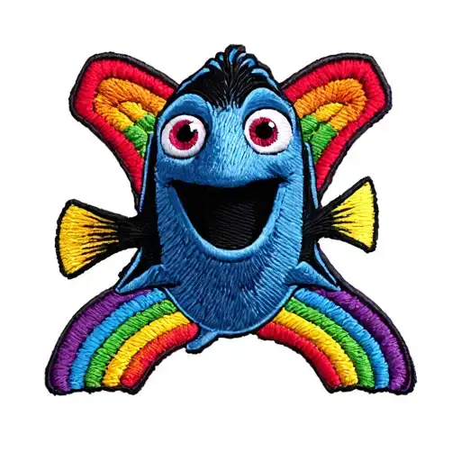 Embroidery Patch Tattoo With Bailey From Finding Dory With A Rainbow