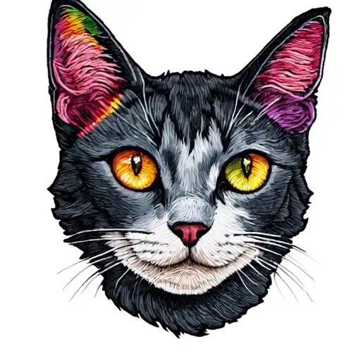 Embroidery Patch Tattoo With Bailey With A Rainbow