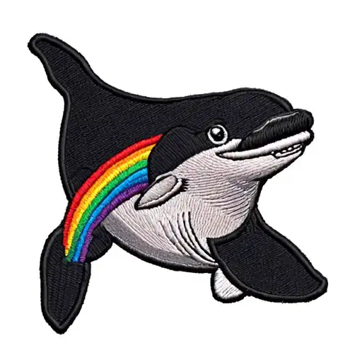 Embroidery Patch Tattoo With Bailey The Beluga With A Rainbow