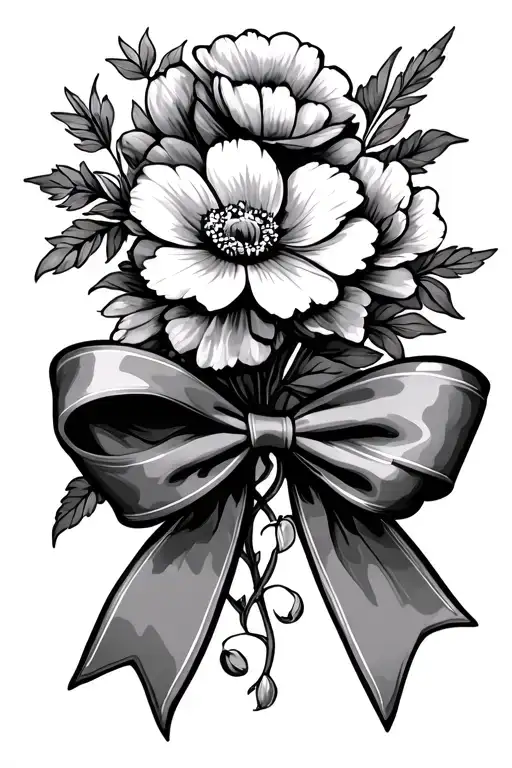 Flowers With Bow Tied