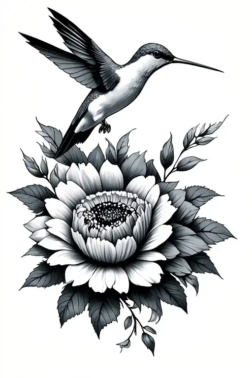 Hummingbird And Flower