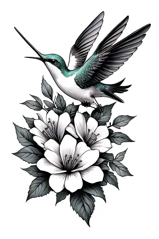Hummingbird And Flower Intertwined