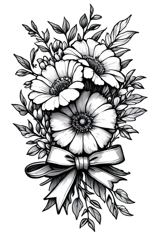 Birth Month Flowers Tied With Bow