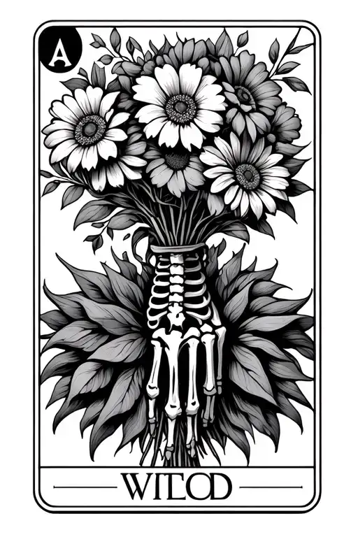 Tarot Card Death Skeleton Hand And Bouquet Of Flowers