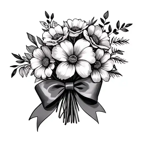 2 Flower Bouquet With Bow Minamilist