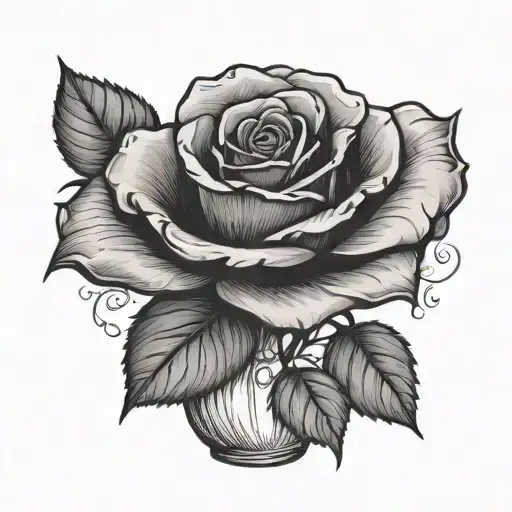 Rose In The Vase On Dusty Table