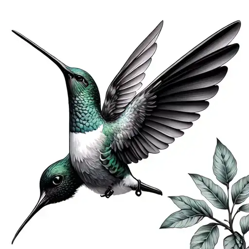 Small Feminine Hummingbird In Forest Scene