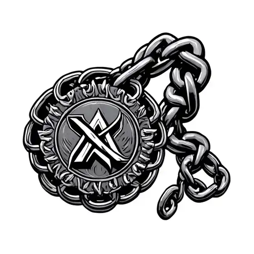 Tattoo In The Form Of A Chain From The Elbow To Kesty At The End Of The Yanix Medal