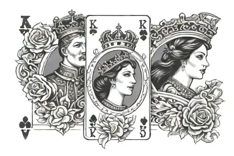 King Queen Princess & Prince Cards Arranged