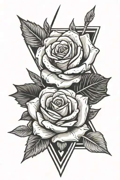 Rose Intertwined With Arrow Design
