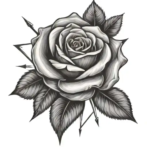 Rose Intertwined With Arrow Design