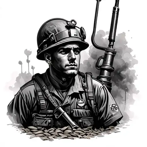 Hospital Corpsman In The Trenches In The Background