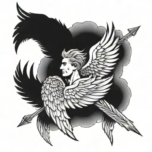 Five Arrows Heads Facing One Direction But One Of Them Is A Angel Wings