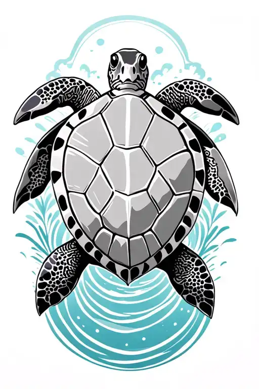 Sea Turtle Black And Grey Traditional