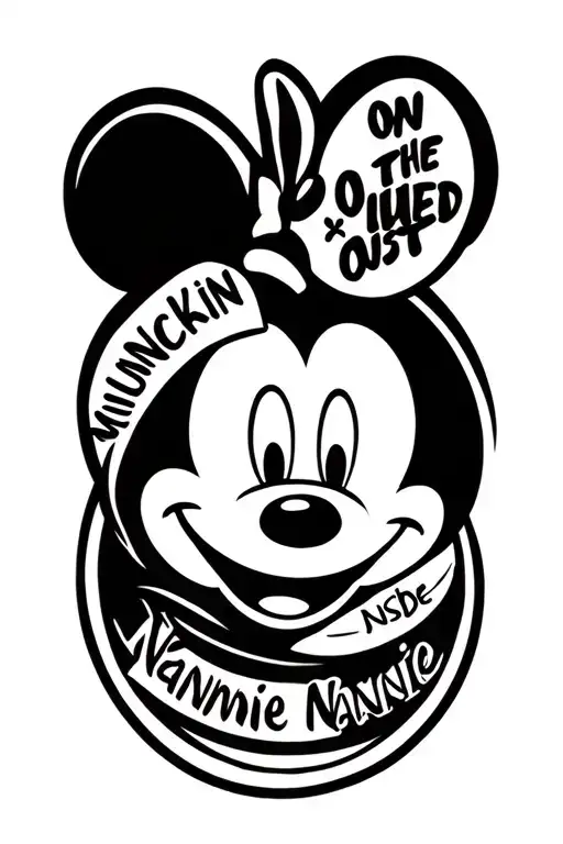 A Mickey Mouse Head That Says Munchkin On The Inside And Nannie On The Outside