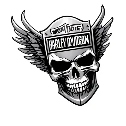Harley Davidson Shield With Scull