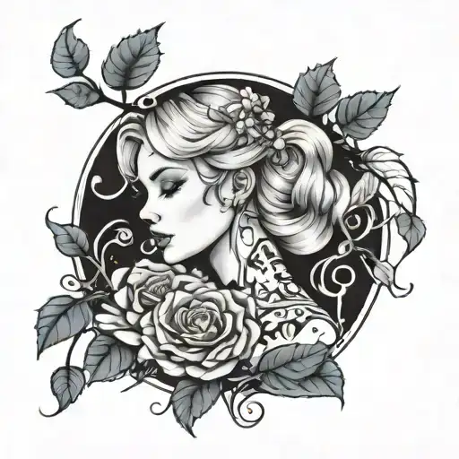 Neo Traditional Blonde Women With Vines Growing Around Her