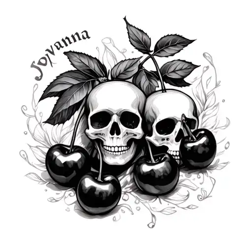 Cherries And Skulls Jovanna Written Inside Surrounded