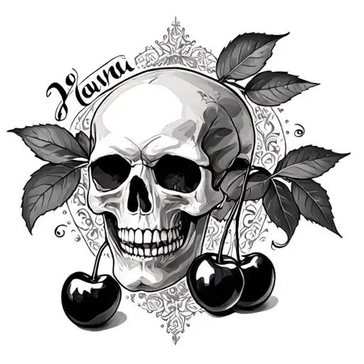 Cherries And Skulls Jovana Written Inside Surrounded