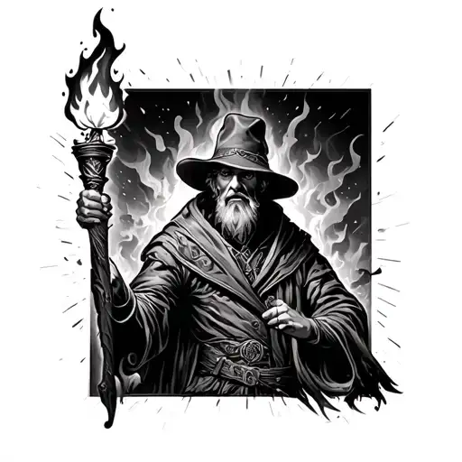 Burning Bridge Man With Torch