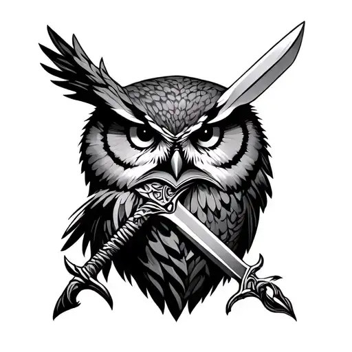 Owl And Sword To Represent Ares And Athena