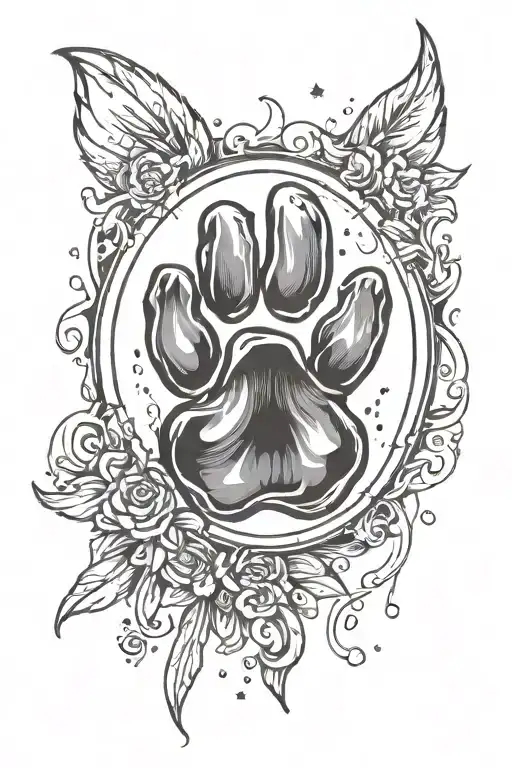 A Single Paw Print With A Halo Above It