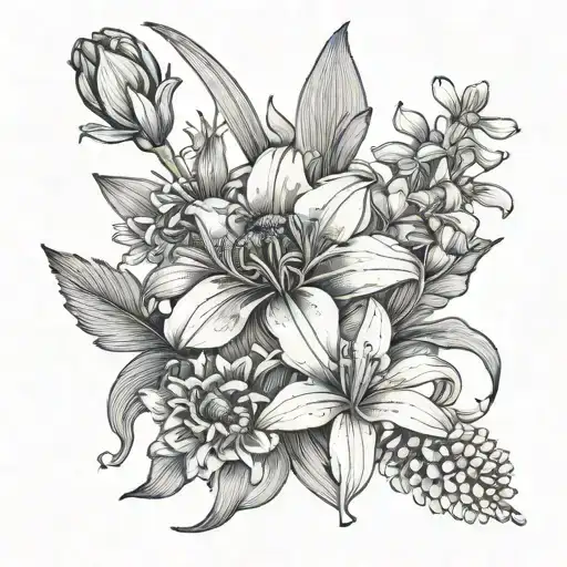 Coneflower Honeysuckle Iris Anemone Bouquet