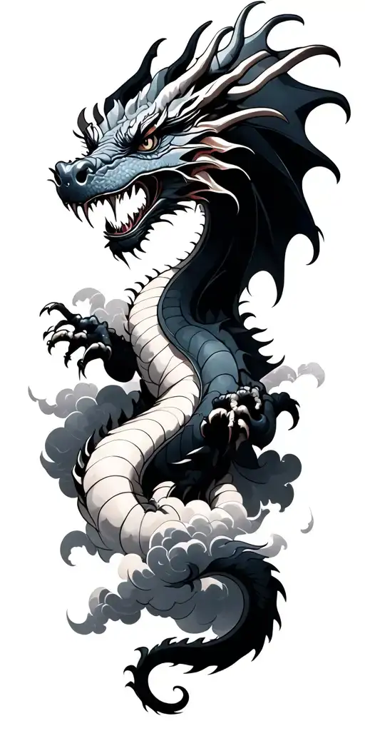 Dragon Surrounded By Clouds Surrounding