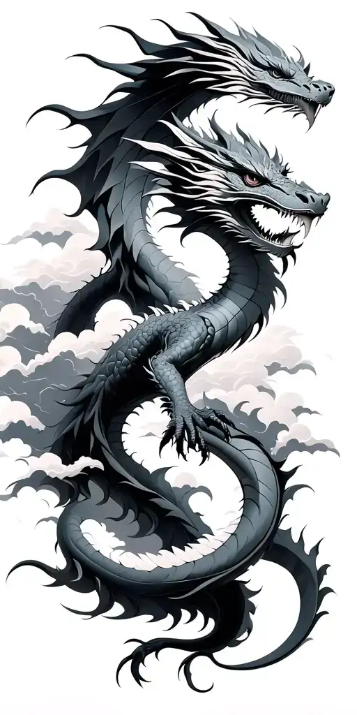 Dragon Surrounded By Clouds Surrounding