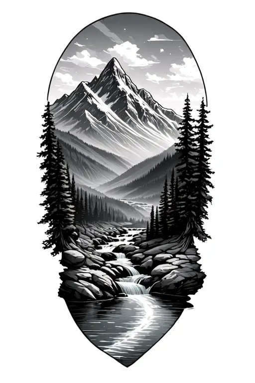 Mountain Scene Featuring Stream Running