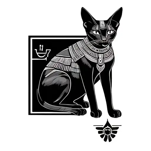 Cat Egyptian Goddess Sits Bastet