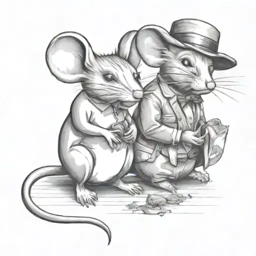 Male Country Mouse With Female City Mouse