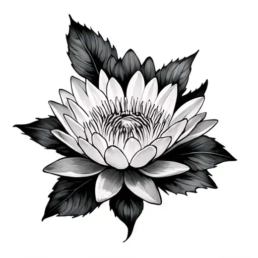 Water Lily And Chrysanthemum