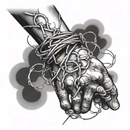Barbed Wire Wrapped Around Arm From Shoulder To Wrist