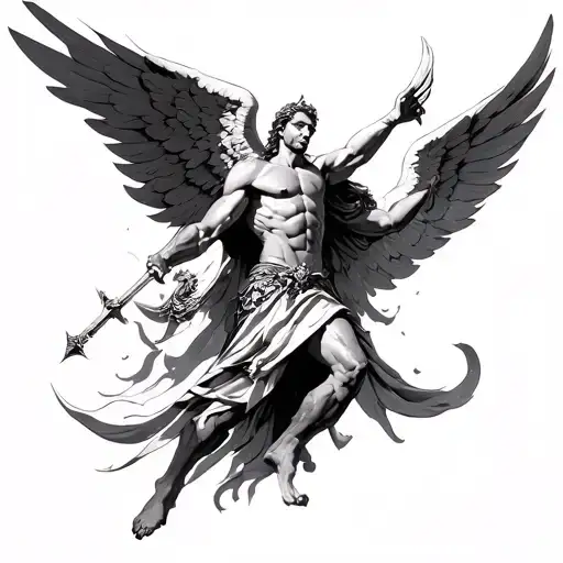 Warrior Archangel Michael Defeating