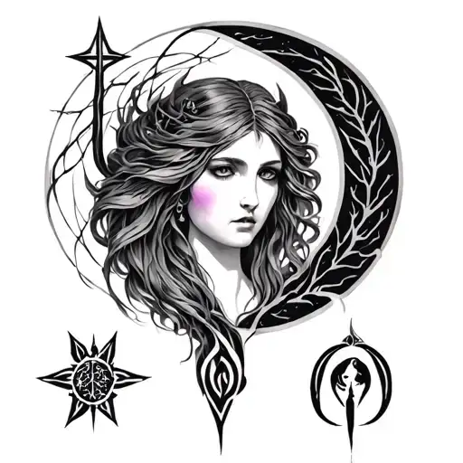 Lilith Symbol With Virgo Zodiac Sign Intertwined