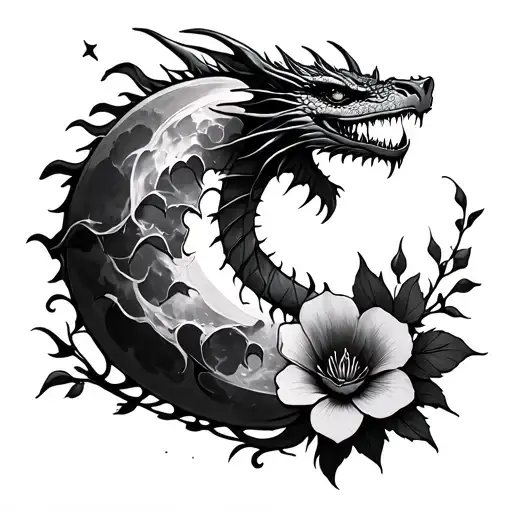 A Dragon Witch Flowers And A Moon Spine