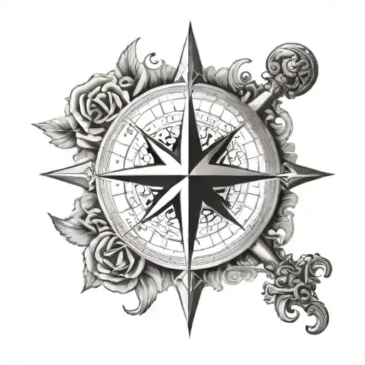 Compass Rose Cross In The Middle