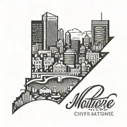 Baltimore City Skyline Overlapped By The Letter M
