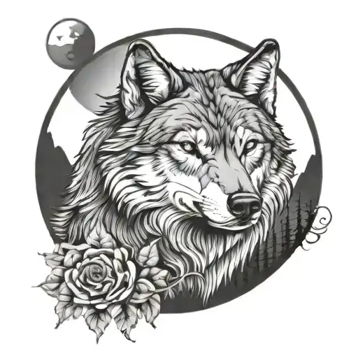 Wolf And Moon