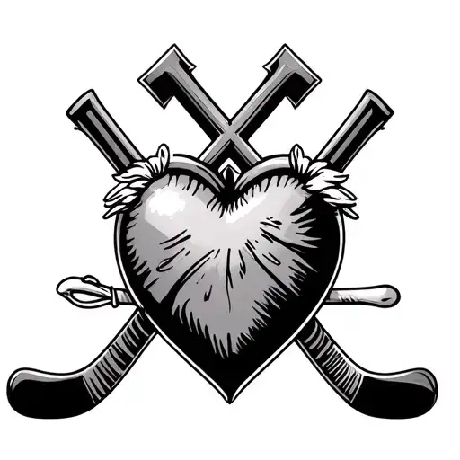 Heart With A Cross And Hockey Stick