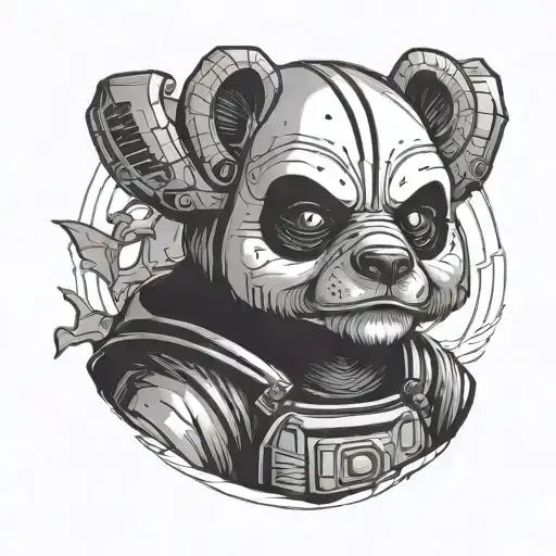 Cartoon Panda Wearing A Darth Vader Helmet