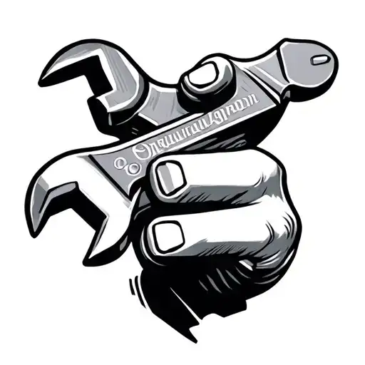 One Side Of The Wrench On The Index Finger And Thumb