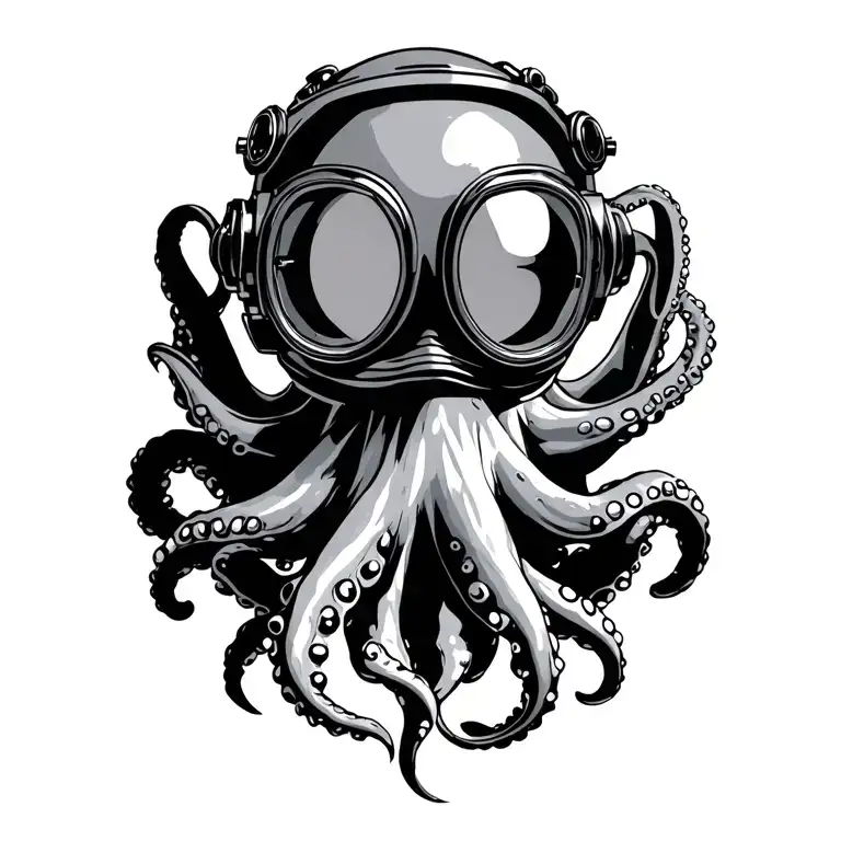 Octopus With Diving Helmet